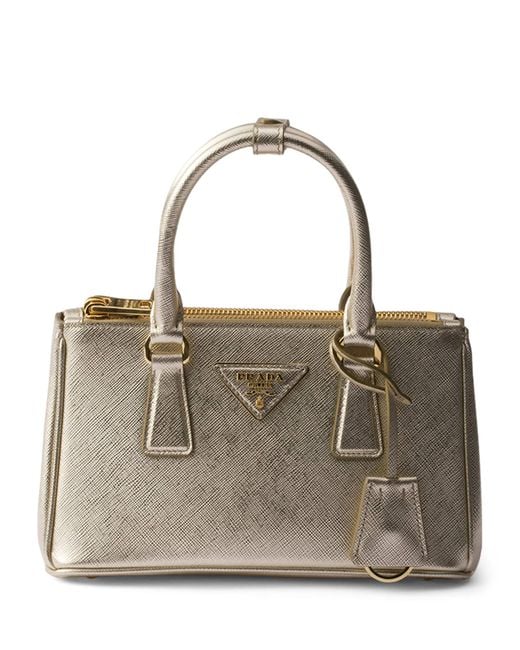 Prada Metallic Mini Patent Saffiano Leather Galleria Top-Handle Bag