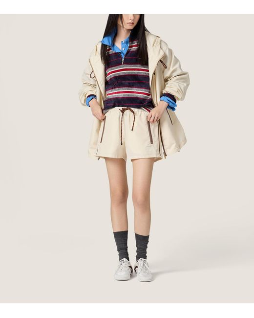 Miu Miu Natural Technical Drawstring Shorts