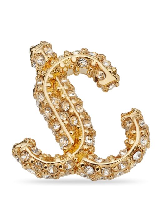 Jimmy Choo Metallic Crystal-Embellished Jc Stud Earrings