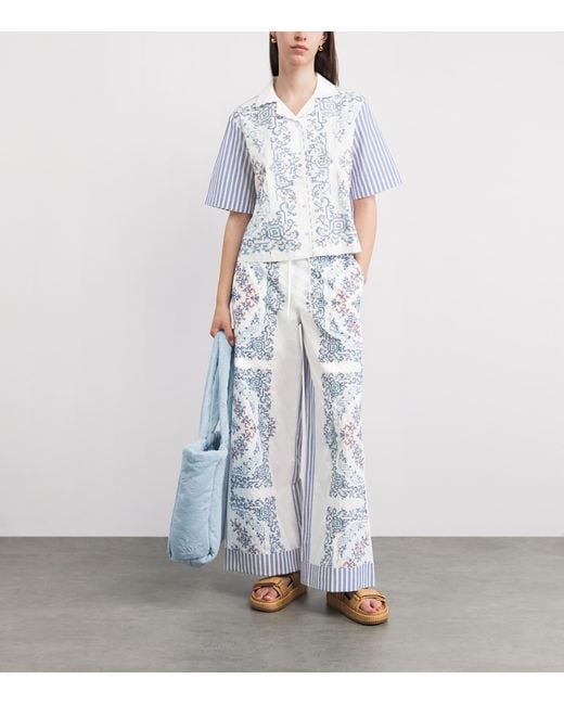 Claudie Pierlot Blue Cotton Embroidered Shirt