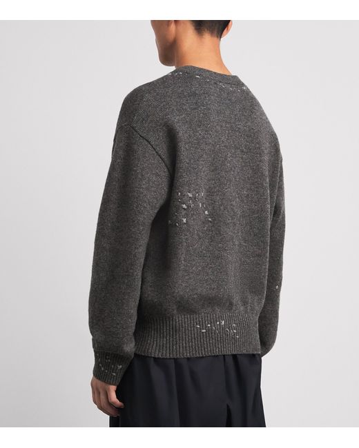 DOMREBEL Gray Wool-Blend Embroidered Wiser Sweater for men
