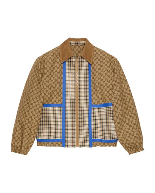 Gucci Brown Reversible Checked Gg Jacket for men