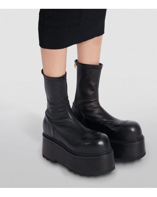 Balmain Black Leather Platform Boots