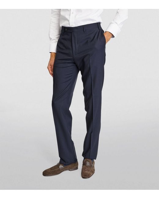 Canali Blue Wool Tailored Trousers for men