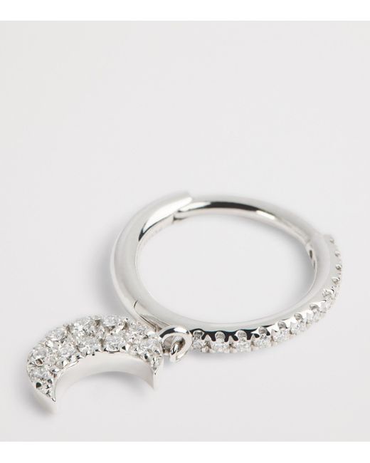 PERSÉE White And Diamond Crescent Moon Single Earring