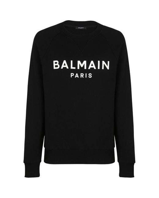 Balmain Black Cotton Logo Sweatshirt for men