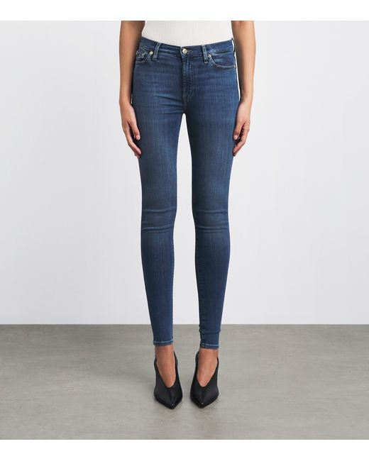 7 For All Mankind Blue Slim Illusion Luxe High-Rise Skinny Jeans