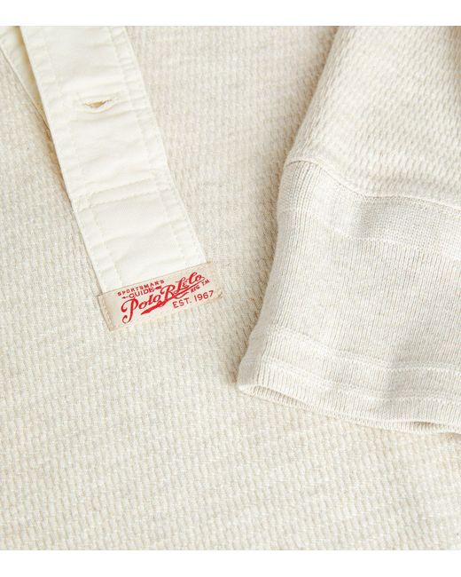 POLO RALPH LAUREN Waffle-Knit Henley Shirt in White
