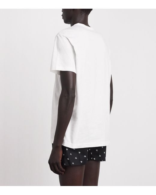 Calvin Klein White Cotton Logo Pyjama Top for men