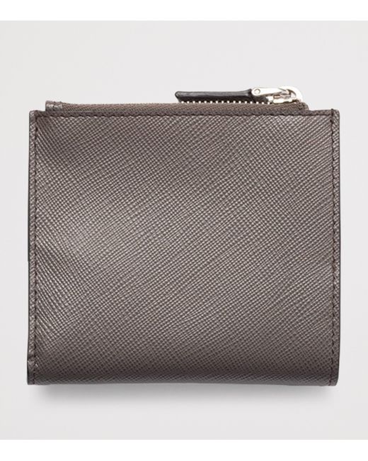 Prada Gray Saffiano Leather Triangle Wallet for men