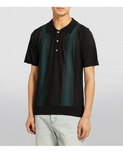 WOOD WOOD Striped Arnold Polo Shirt in Black for Men Lyst