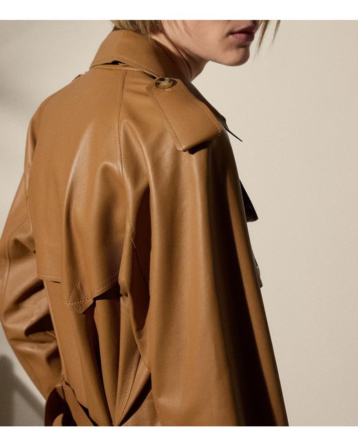 Ralph Lauren Brown Lambskin Niles Trench Coat