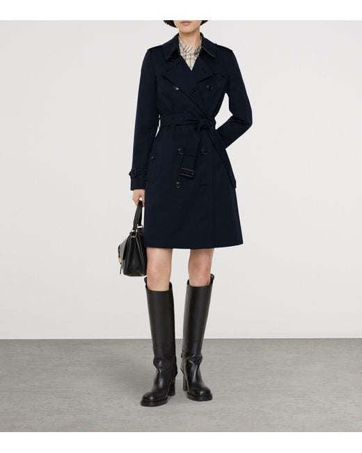 Burberry Blue Gabardine Chelsea Heritage Trench Coat
