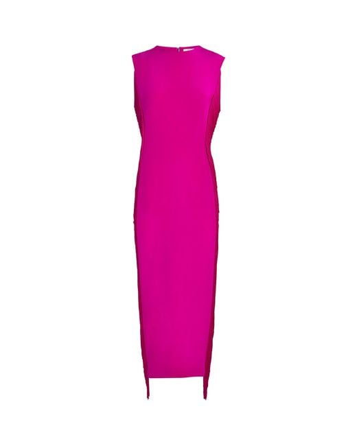 FFORME Pink Silk Fringe Bianca Maxi Dress