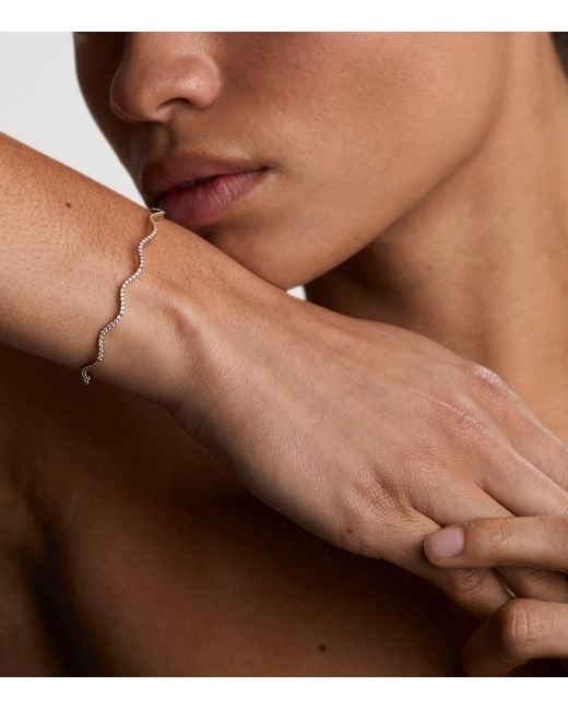 Astrid & Miyu Natural Plated And Cubic Zirconia Ripple Tennis Bracelet