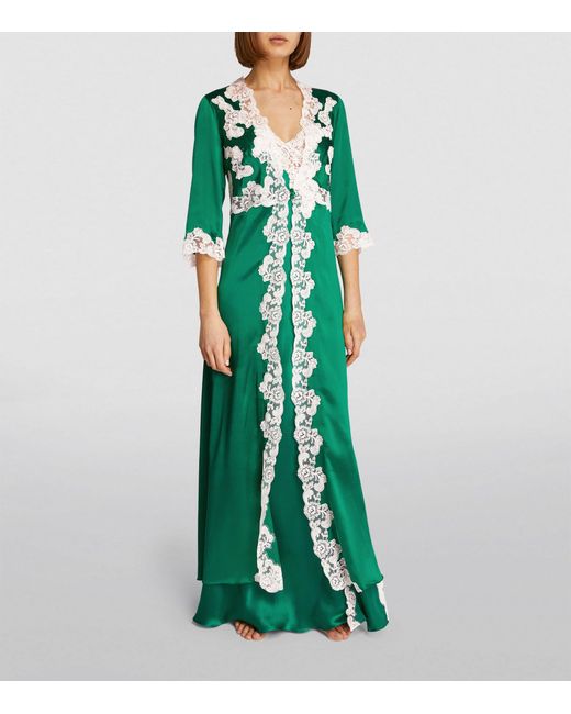 Loretta Caponi Green Silk Viva Robe