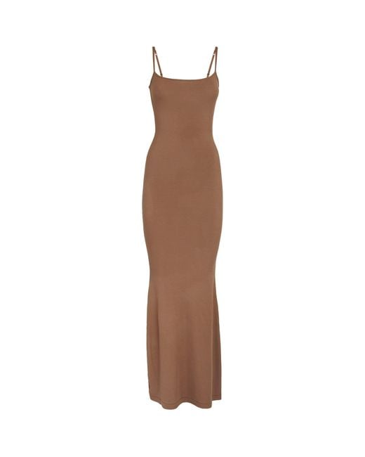 Skims Synthetic Soft Lounge Long Slip Dress in Brown | Lyst