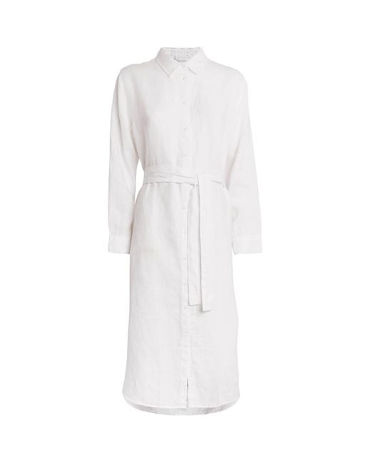 Melissa Odabash White Linen Dania Midi Shirt Dress