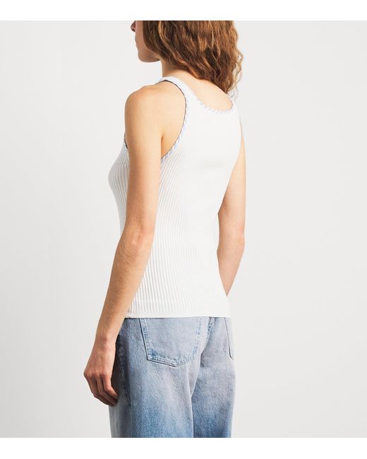 Sandro White Rib-Knit Slim Tank Top