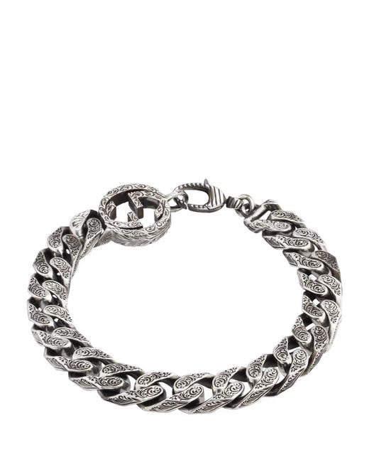 Gucci Metallic Sterling Silver Interlocking G Chain Bracelet for men