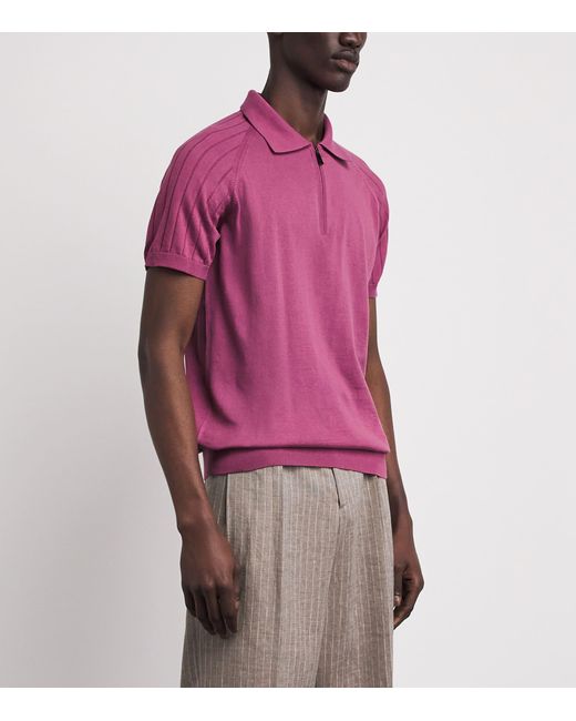 Pal Zileri Pink Cotton Zip-Up Polo Shirt for men