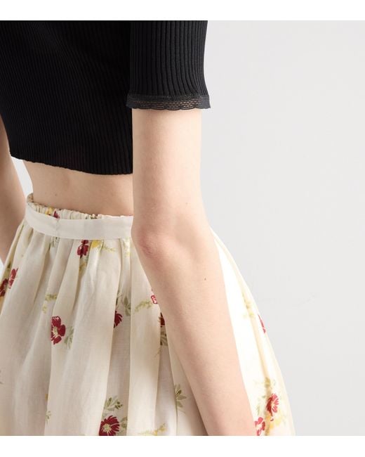 Prada Black Cotton Short-Sleeve Crop Top