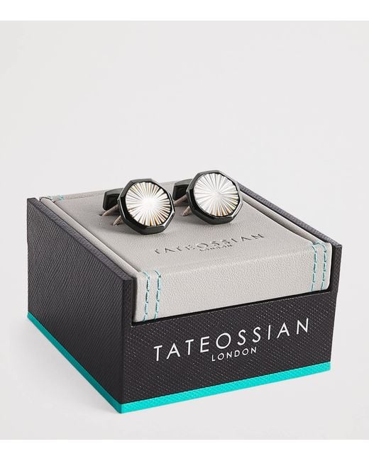 Tateossian Metallic Gunmetal Mother-Of-Pearl Sunbursts Cufflinks for men