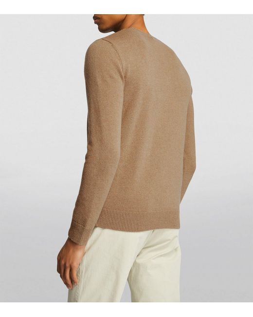 Ralph Lauren Purple Label Brown Cashmere Polo Bear Sweater for men