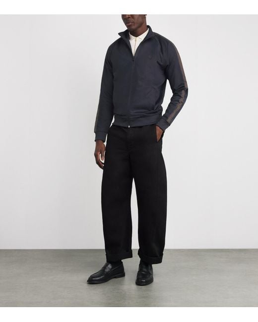 Fred Perry Blue Contrast-Tape Track Jacket for men