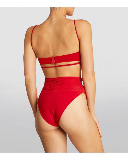 Magda Butrym Red Rose Appliqué High-rise Bikini Bottoms