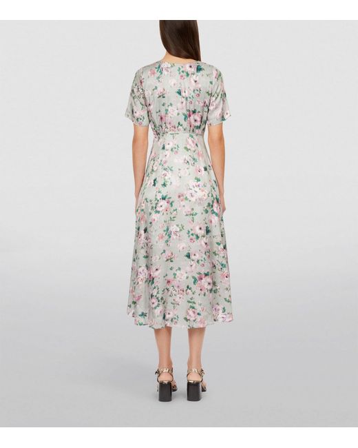 The Kooples Gray Floral Print Midi Dress