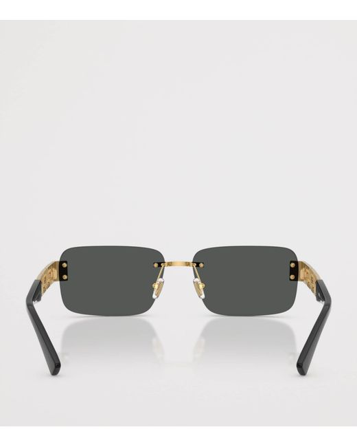 Versace Gray Metal Rectangular Sunglasses