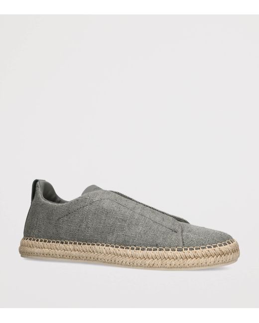 Zegna Gray Canvas Triple Stitch Espadrilles for men