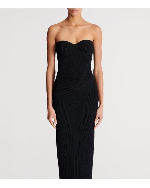 Balmain Black Knitted Strapless Maxi Dress
