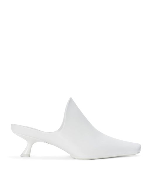 Loewe White Lambskin Emily Heeled Mules 45
