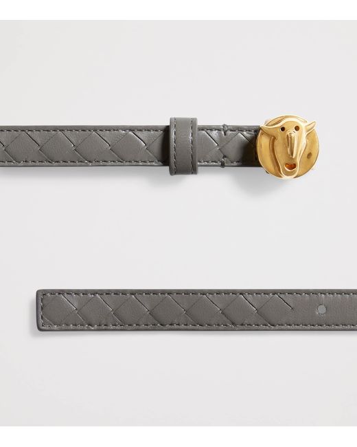 Bottega Veneta Gray Leather Faces Belt