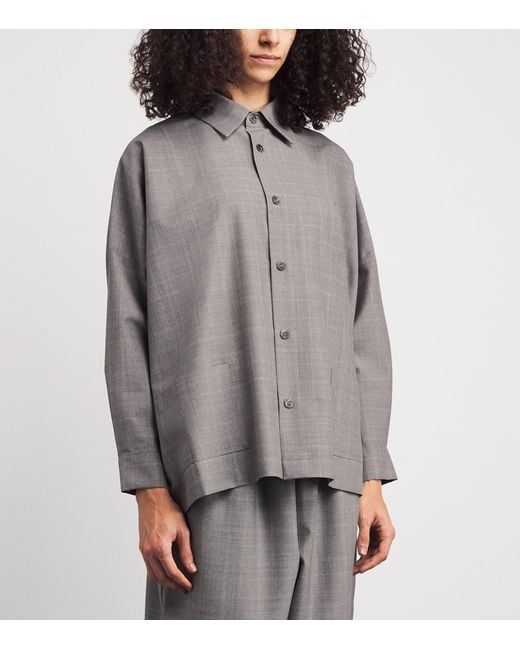 Eskandar Gray Virgin Wool Wide A-Line Shirt Jacket