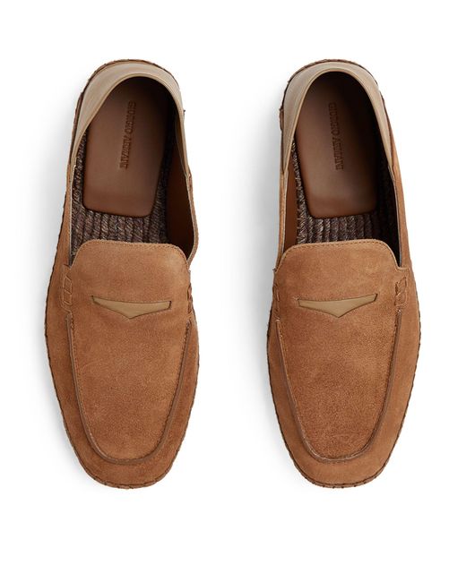 Giorgio Armani Brown Suede Espadrille Loafers for men