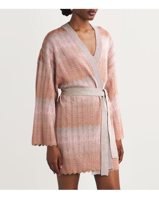 Missoni Pink Metallic Scalloped Cardigan