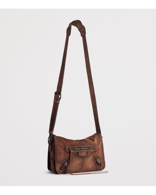 Balenciaga Brown Suede Le City Messenger Bag for men