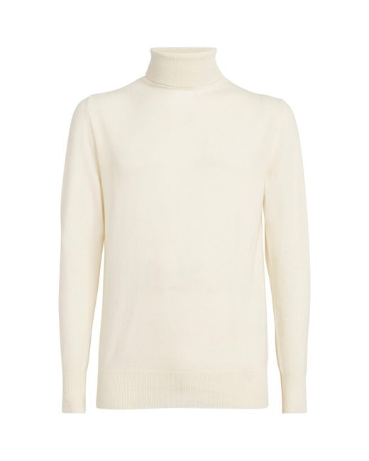 Lardini White Cashmere Rollneck Sweater for men