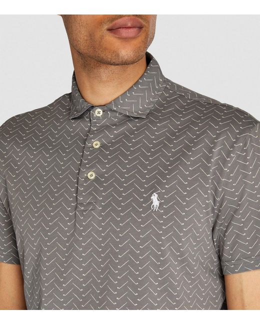 RLX Ralph Lauren Gray Cotton Patterned Polo Shirt for men