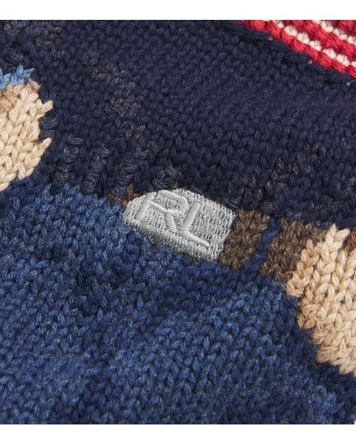 Polo Ralph Lauren White Linen-Cotton Polo Bear Sweater