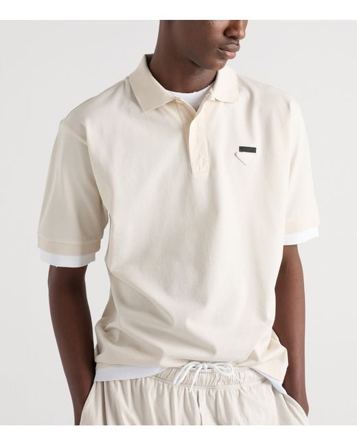 Prada White Cotton Layered Polo Shirt for men
