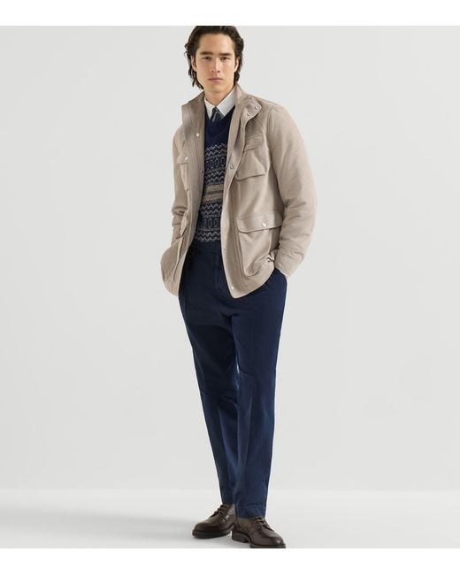 Brunello Cucinelli Natural Suede Safari Jacket for men