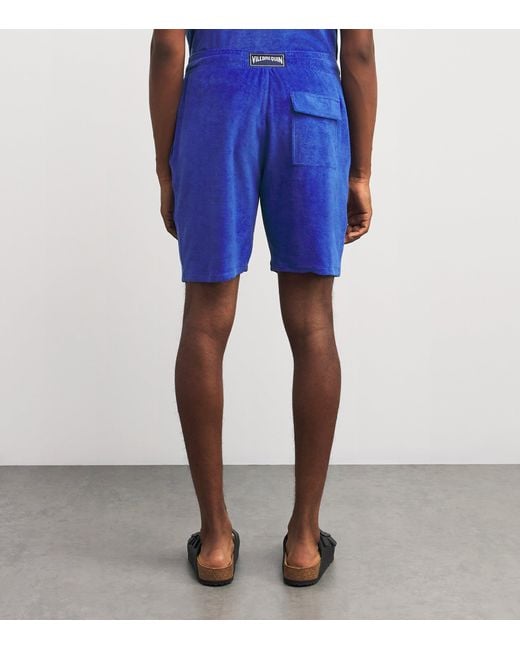 Vilebrequin Blue Cotton-Blend Terry Bolide Bermuda Shorts for men