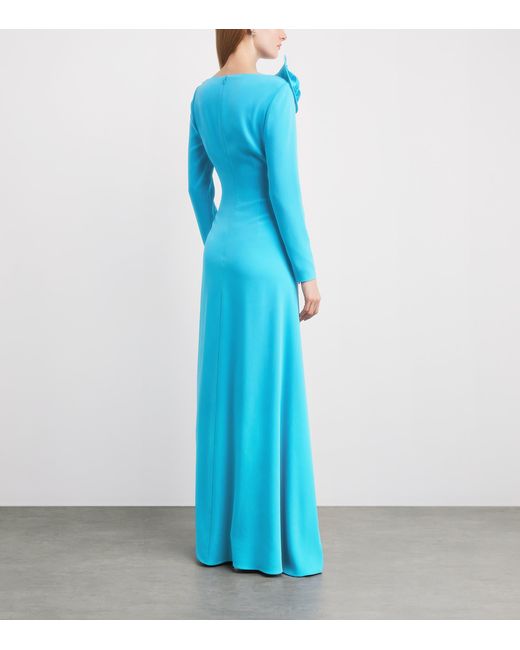 Roland Mouret Blue Flower Appliqué Gown