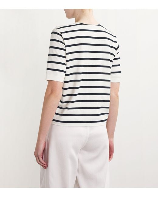 FRAME White Button-detail Striped T-shirt