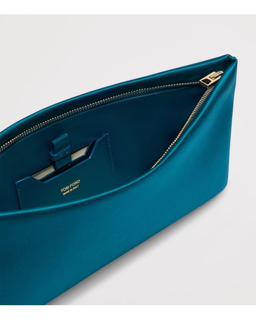 Tom Ford Blue Satin Ring Clutch