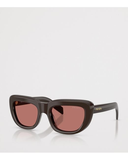 Prada Brown Pr D07S Rectangle Sunglasses